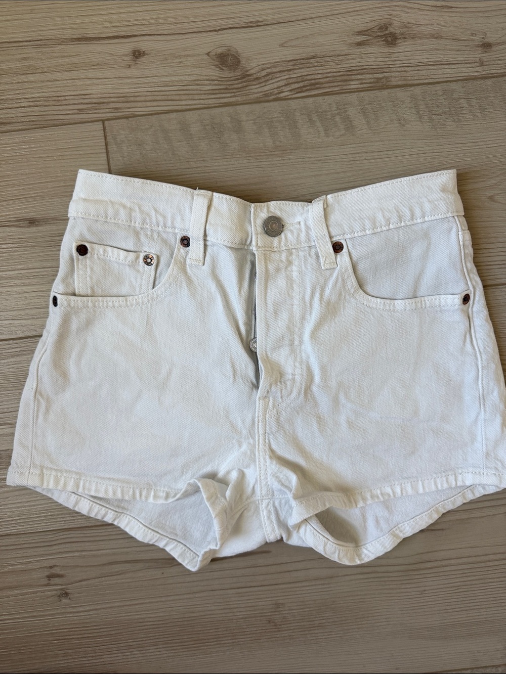 Levi's White High-Rise Denim Shorts